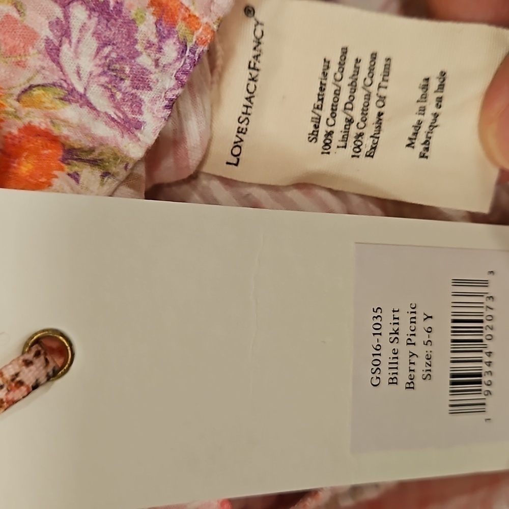 💕LOVESHACKFANCY💕 Billie Skirt Berry Picnic Plaid Floral Print Girls 5-6 Y NWT - Picture 14 of 15
